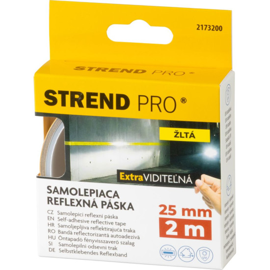 Лента Strend Pro, 25 мм, L-2 m, жёлтая, отражающая