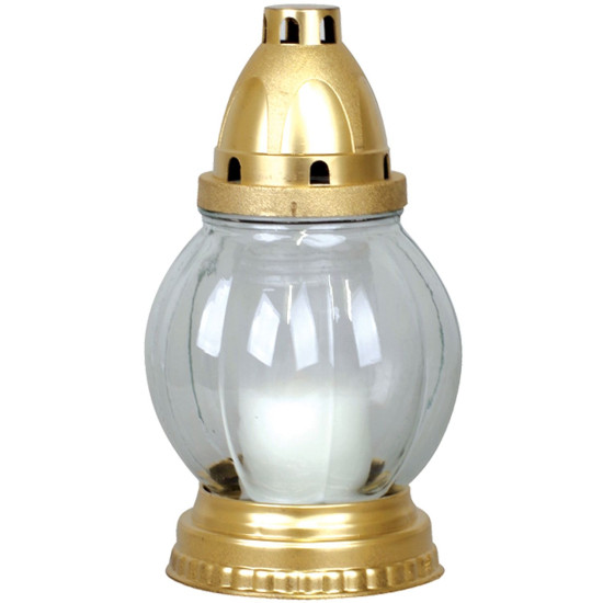 Grave lantern Grave, clear glass, gold, 18 h, 60 g, height 20 cm, for the grave