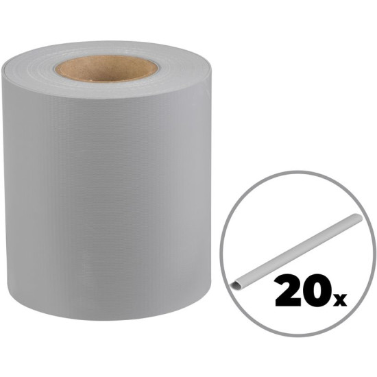 Лента Strend Pro EUROSTANDARD, 190 мм, L-26 м, затеняющая, серая, покрытие, для панелей забора, 1050 г/м2, ПВХ, RAL7040