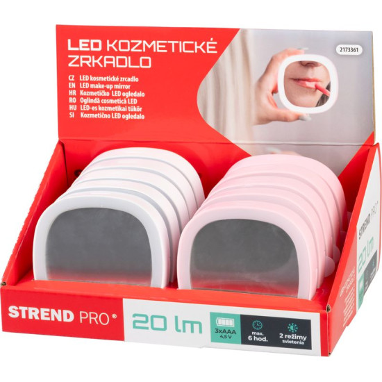 Зеркало Strend Pro XL1204011, карманное, косметическое, LED, 3xAAA, Sellbox 10 шт