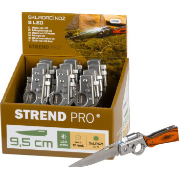 Knife Strend Pro XL121901, 210 mm, foldable with LED light, Sellbox 12 pcs