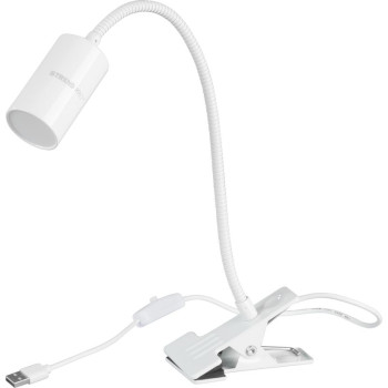 Strend Pro table lamp, with clip, Alu, white, USB, 41 cm