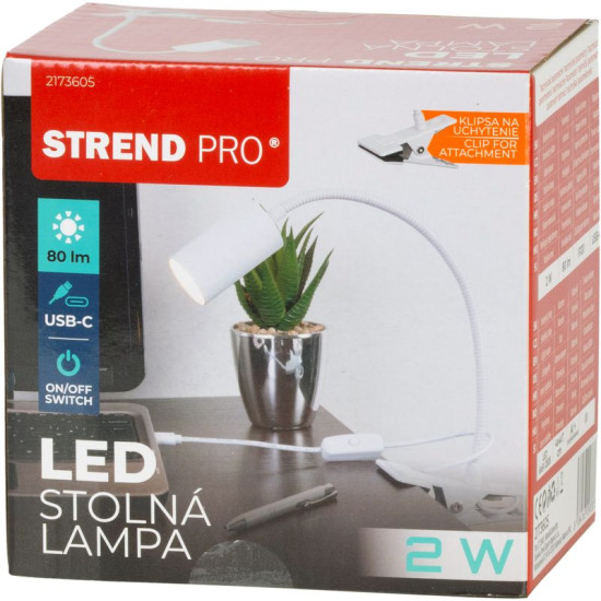 Strend Pro table lamp, with clip, Alu, white, USB, 41 cm Strend Pro table lamp, with clip, Alu, white, USB, 41 cm