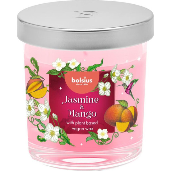 Bolsius Floral Fusion Jasmine and Mango candle, scented, 80/72 mm, in glass Bolsius Floral Fusion Jasmine and Mango candle, scented, 80/72 mm, in glass