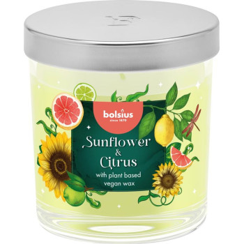 Candle Bolsius Floral Fusion Sunflower and Citrus, scented, 80/72 mm, in glass