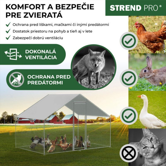 Chicken coop Strend Pro, for poultry, aviary, cage, chicken coop, with roof, 3x2x2 m