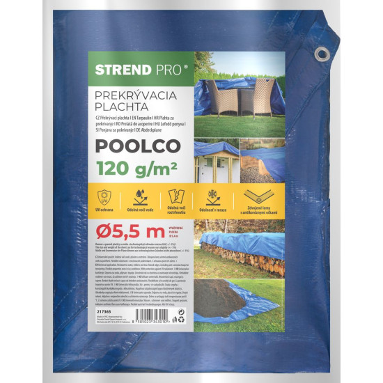Tarpaulin 120g/m2 05,5m Strend Pro, round, blue Tarpaulin 120g/m2 05,5m Strend Pro, round, blue
