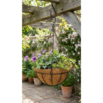 Strend Pro hanger, flower pot holder, steel/coconut, hanging, with chain and hook, 20 cm