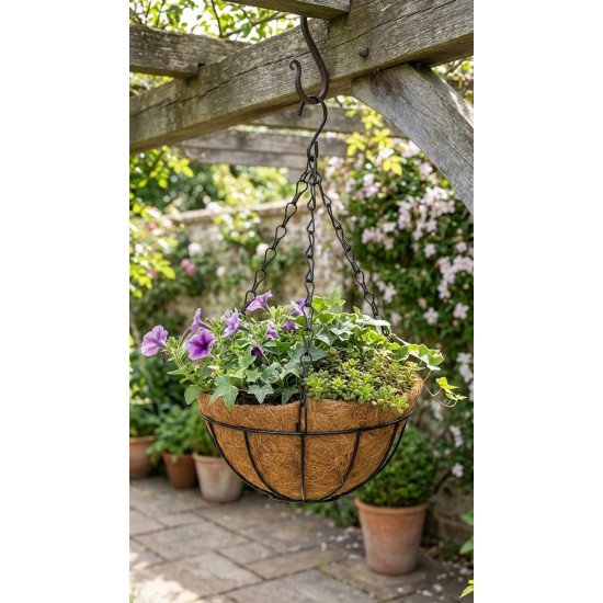 Strend Pro hanger, flower pot holder, steel/coconut, hanging, with chain and hook, 20 cm Strend Pro hanger, flower pot holder, steel/coconut, hanging, with chain and hook, 20 cm