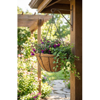 Strend Pro hanger, flower pot holder, steel/coconut, hanging, with chain and hook, 30 cm