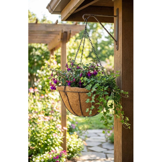 Strend Pro hanger, flower pot holder, steel/coconut, hanging, with chain and hook, 30 cm Strend Pro hanger, flower pot holder, steel/coconut, hanging, with chain and hook, 30 cm