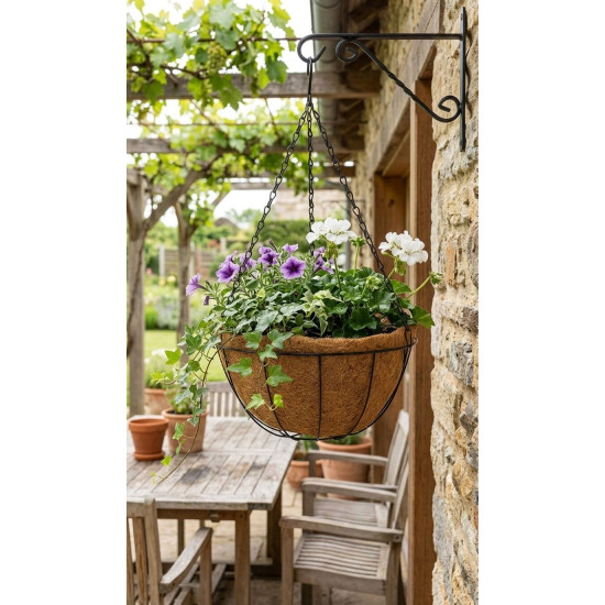 Strend Pro hanger, flower pot holder, steel/coconut, hanging, with chain and hook, 35 cm Strend Pro hanger, flower pot holder, steel/coconut, hanging, with chain and hook, 35 cm