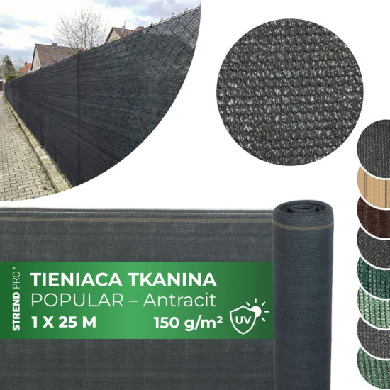 Fabric shading popular.net 1x25 m, HDPE, UV, 150 g/m2, 90% anthracite Fabric shading popular.net 1x25 m, HDPE, UV, 150 g/m2, 90% anthracite
