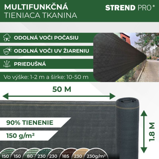 Fabric shading popular.net 1,8x50 m, HDPE, UV, 150 g/m2, 90% anthracite