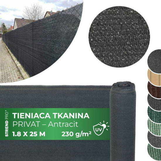 Varjukangas PRIVAT.NET 1,8x25 m, võrk, HDPE, UV, 230 g/m2, 95% antratsiit