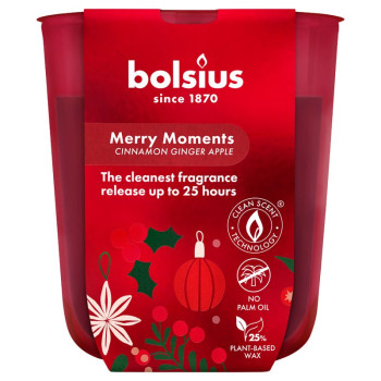 Bolsius True Glow candle, 80x73 mm, apple/cinnamon, in glass