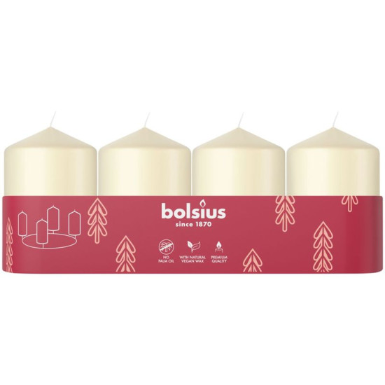 Bolsius Pillar Advent свечи, крем, 60x40 мм, упаковка. 4 шт