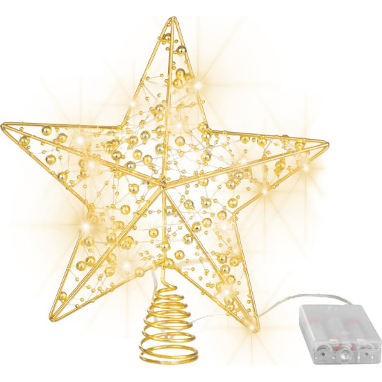 MagicHome Christmas Star, пластик, таймер, 10xLED теплый белый, 25 см, 2xAA