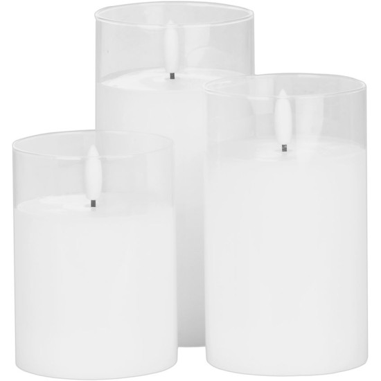 MagicHome Christmas Candle, Wax, 1xLED Warm White, Moving Flame, 7.5x10/12.5/15 cm, 3xAAA