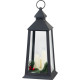 MagicHome Christmas lantern, plastic, black, 3xLED yellow, 14x14x35 cm, 3xAAA