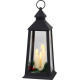 MagicHome Christmas lantern, plastic, black, 3xLED yellow, 14x14x35 cm, 3xAAA