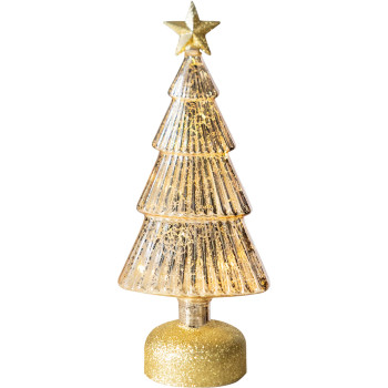 MagicHome Christmas Tree, Glass, 10xLED Warm White, 12x8x29 cm, 3xAAA