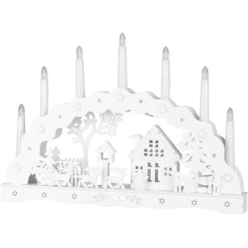 MagicHome Jõulukaunistused, Maja, Puit, 10xLED Soe Valge, 45x5.2x31 cm, 2xAA