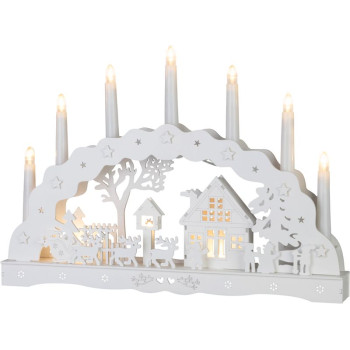 MagicHome Jõulukaunistused, Maja, Puit, 10xLED Soe Valge, 45x5.2x31 cm, 2xAA