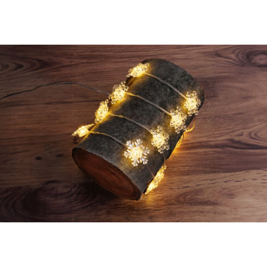 MagicHome Новогодняя цепочка, хлопья, ПВХ, 15xLED теплый белый, 1,4 м + 0,3 м, 2xAA