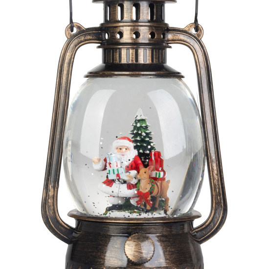 MagicHome Christmas lantern, santa, plastic, black, 1xLED warm white, 12x10x20.5 cm, 3xAA