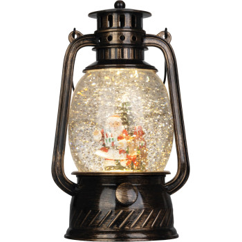 MagicHome Christmas lantern, santa, plastic, black, 1xLED warm white, 12x10x20.5 cm, 3xAA
