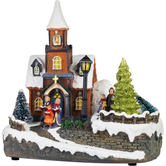 MagicHome Jõulukaunistused, Kirik, Plastik, 1xLED Soe Valge, 21x14.5x20.8 cm, 3xAA