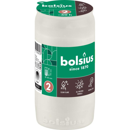 Refill Bolsius, 40 h, 110 g, 48x95 mm, for a pot, white, oil Refill Bolsius, 40 h, 110 g, 48x95 mm, for a pot, white, oil