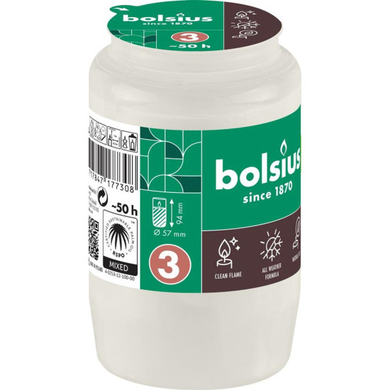 Refill Bolsius, 50 h, 152 g, 57x94 mm, for a pot, white, oil Refill Bolsius, 50 h, 152 g, 57x94 mm, for a pot, white, oil