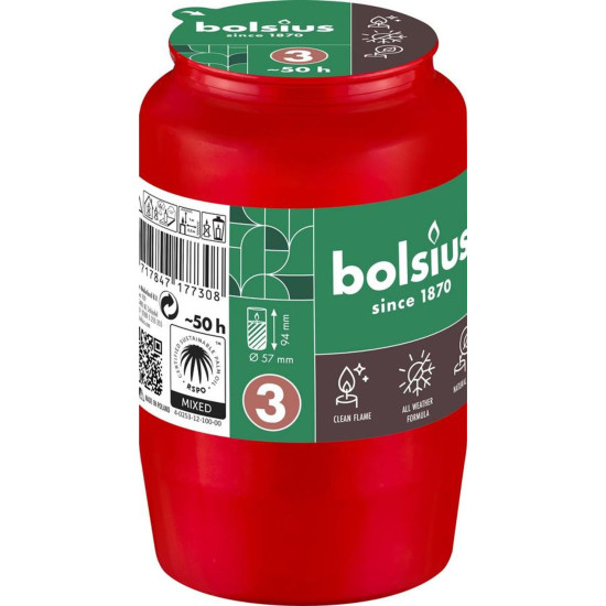 Refill Bolsius, 50 h, 152 g, 57x94 mm, for sled, red, oil Refill Bolsius, 50 h, 152 g, 57x94 mm, for sled, red, oil