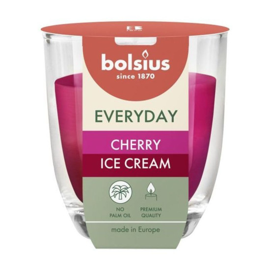 Bolsius Everyday Candle, Cherry Ice Cream, 80x70 mm, in glass