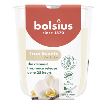 Bolsius True Scents candle, vanilla, 80x73 mm, in glass