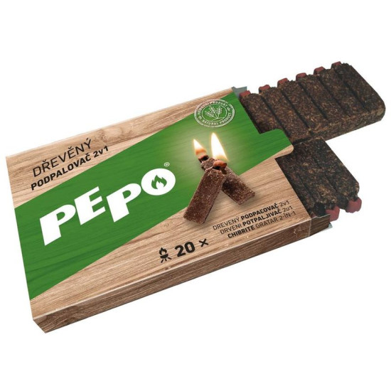 Lighter PE-PO® 2in1, wooden, 20 pcs., with match and rattle, lighter for grills, stoves, fireplaces, ovens Lighter PE-PO® 2in1, wooden, 20 pcs., with match and rattle, lighter for grills, stoves, fireplaces, ovens