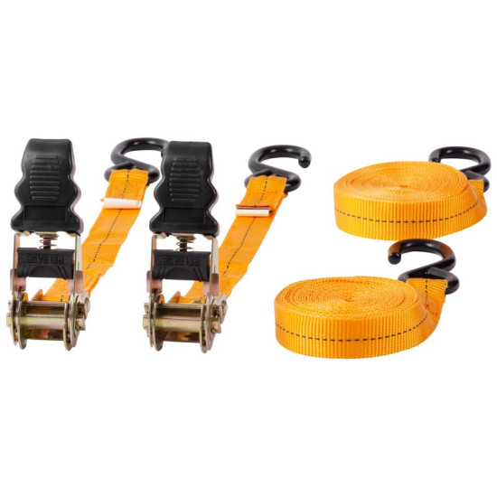 Ratchet tie down (capacity 125kg) 2pcs (width 25mm / lenght 4,5m) Ratchet tie down (capacity 125kg) 2pcs (width 25mm / lenght 4,5m)