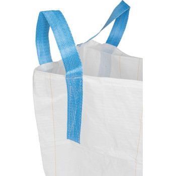 Bag BigBag TOF4, 70x70x70 cm, PP, 4 ears, white, flat bottom bag, max. 800 kg