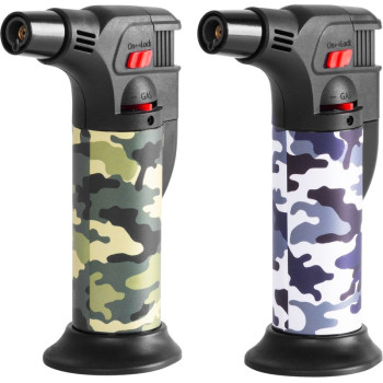 Lighter Strend Pro Mini burner with stand, camouflage, refillable, 75x45x120 mm, Sellbox 12 pcs