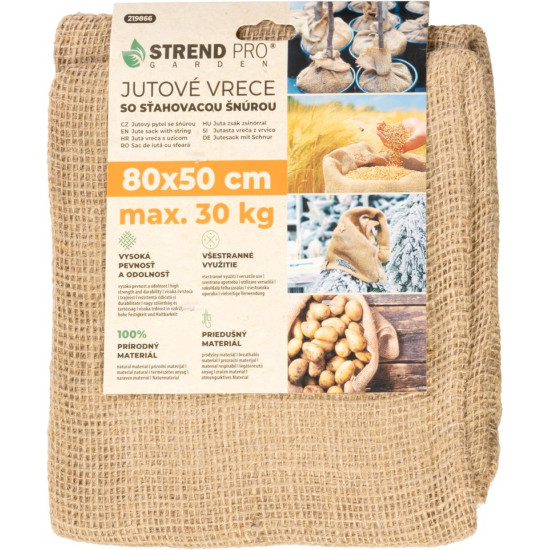 Bag Strend Pro Garden, jute, 80x50 cm, max. 30 kg, with drawstring