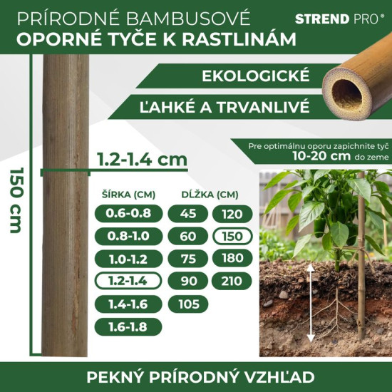 Stick Garden KBT 1500/12-14 mm, 10 pcs, for support, bamboo