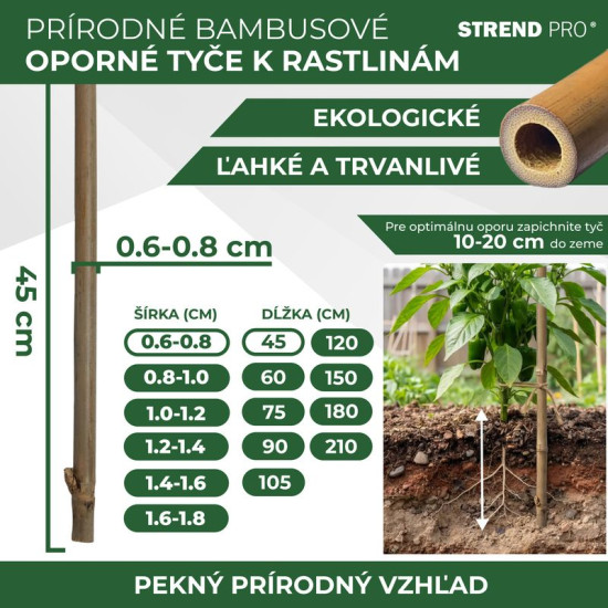 Опора для растений Gаrden KBT 0450/06-08 мм, 10 шт, бамбук Опора для растений Gаrden KBT 0450/06-08 мм, 10 шт, бамбук