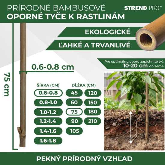 Stick Garden KBT 0750/06-08 mm, 10 pcs, bamboo
