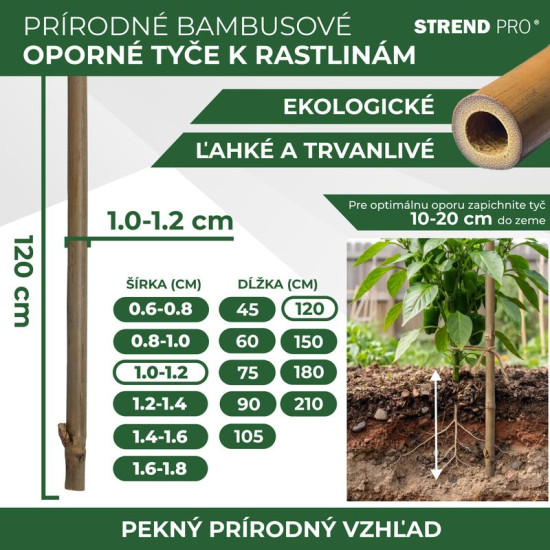 Опора для растений Gаrden KBT 1200/10-12 мм, 10 шт, бамбуковая,  растений