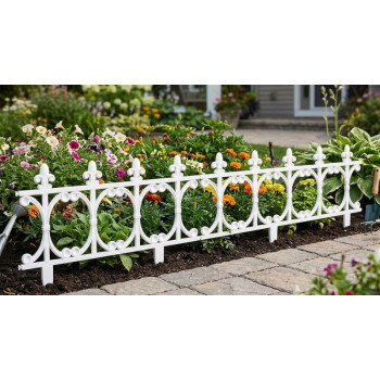 Fence Gardens F755, 64x34 cm, plastic, white, mini decorative fence Fence Gardens F755, 64x34 cm, plastic, white, mini decorative fence