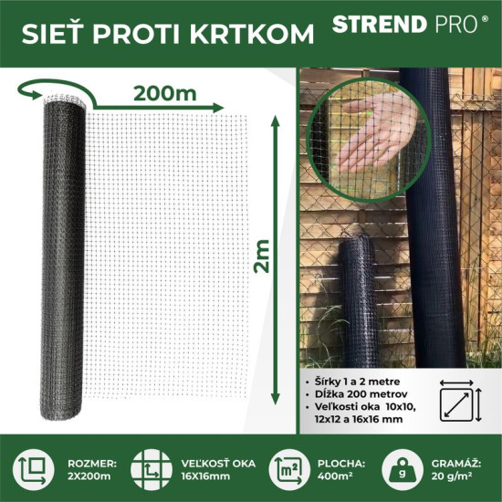 Anti-mole net GrassGuard, mesh 16x16 mm, 1 m, L-200 m, in the ground, against moles