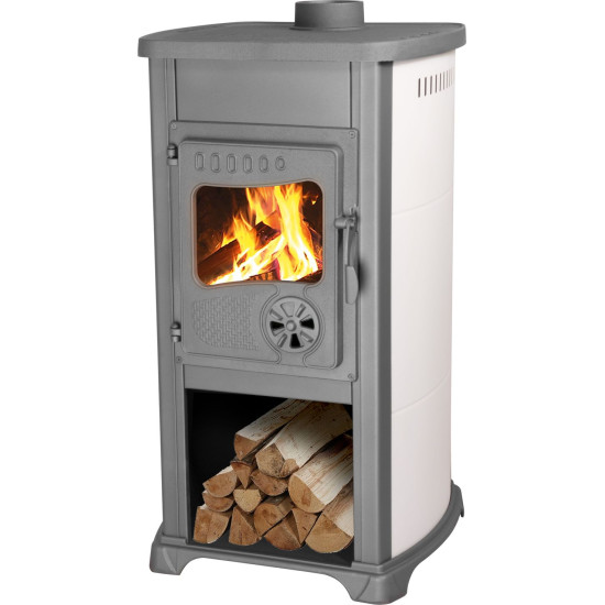 Stove Bella Thalia, beige, 5,4 kW, 120 cm, cast iron/chamotte Stove Bella Thalia, beige, 5,4 kW, 120 cm, cast iron/chamotte