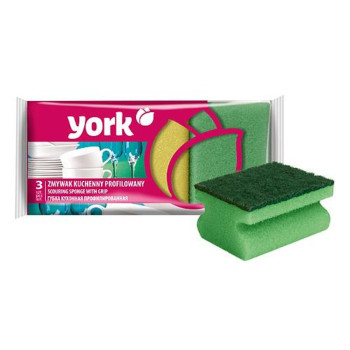 Scouring sponge York 031010, dish sponge, ergonomic, 9x7x4,3 cm pack. 3 pcs Scouring sponge York 031010, dish sponge, ergonomic, 9x7x4,3 cm pack. 3 pcs